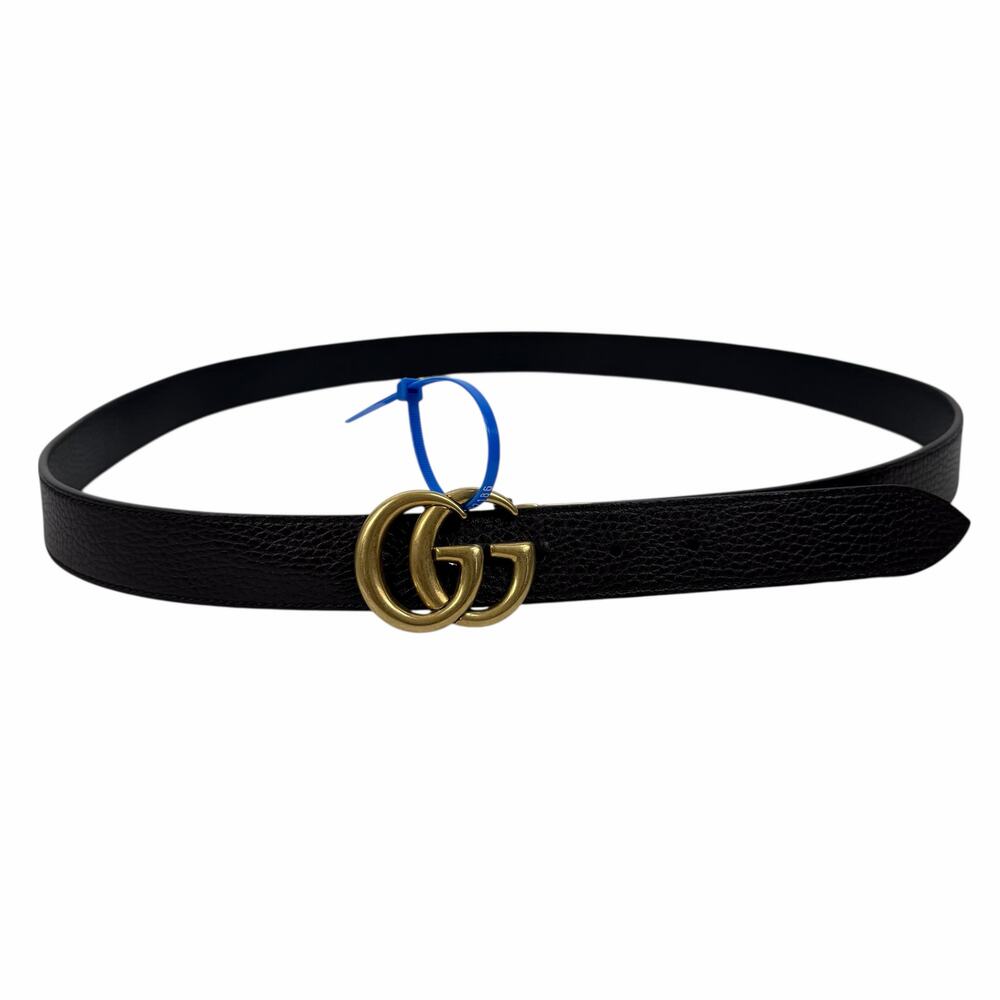 Gucci Double GG Reversible Leather Belt Black Brown Gold Buckle Size 120/ 48 - Picture 8 of 13